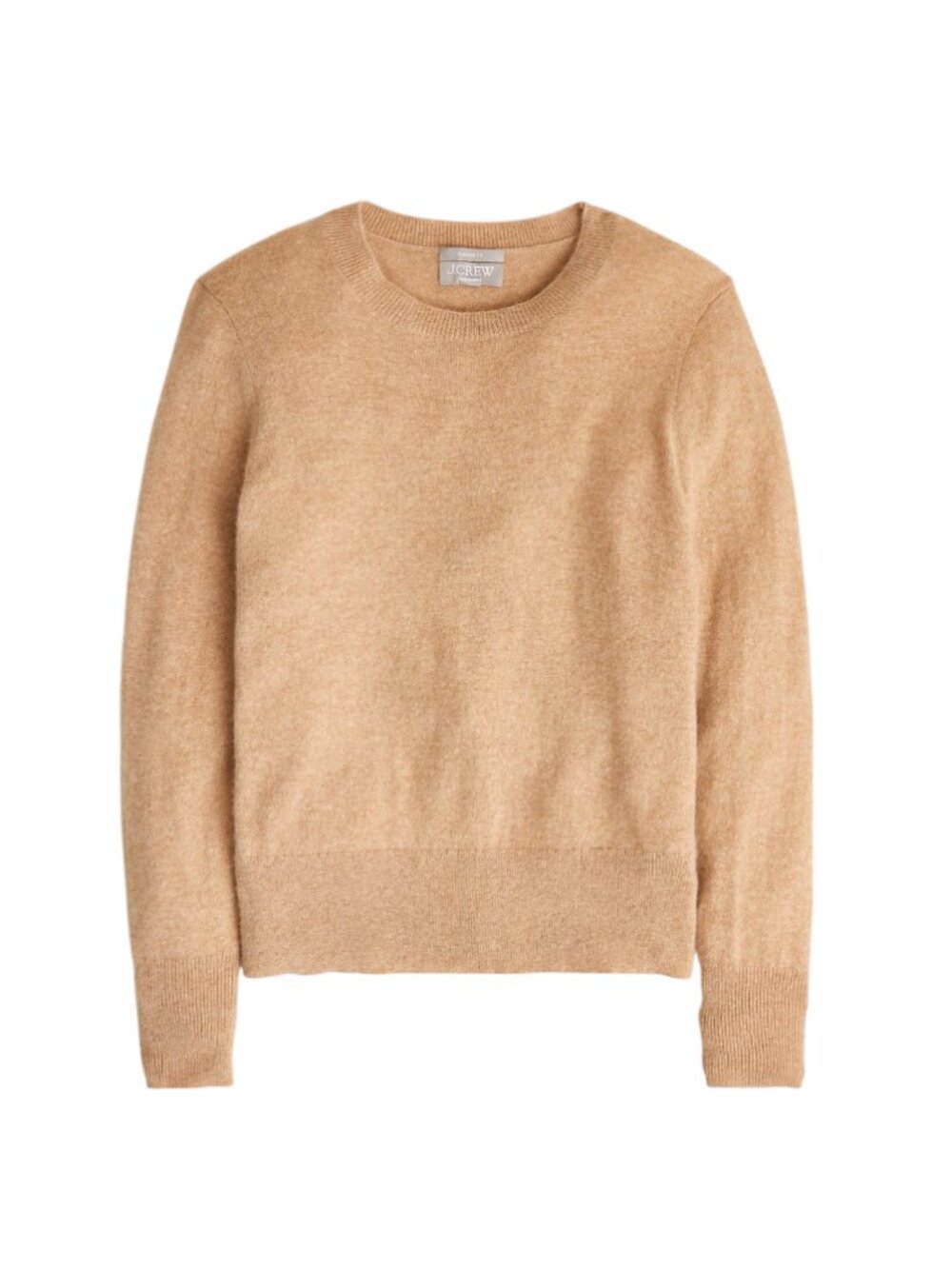 JCrew Classic Cashmere Sweater Womens Small Tan Brown Crew Neck Long Sleeve Knit